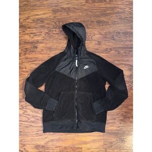 NIKE Vintage Mens Med Black Hoodie ZIP Sweatshirt JACKET Windbreaker